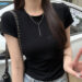 라운드 베이직 반팔 슬림 숏티셔츠 MAIN_0 이미지