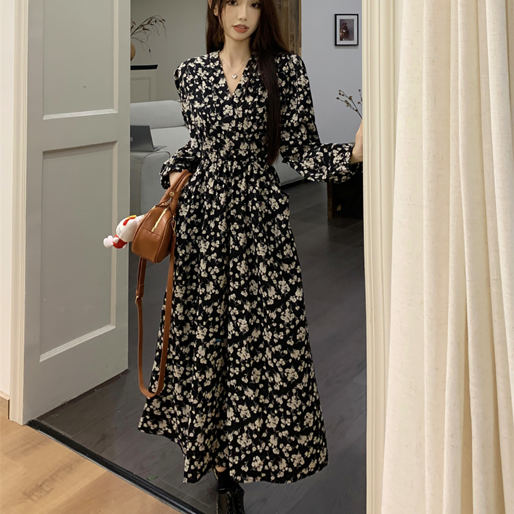 랩스타일 브이넥 플라워 원피스 MAIN_0 이미지