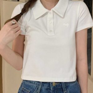 크롭 카라티 반팔 티셔츠