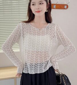 레이스 시스루 블라우스