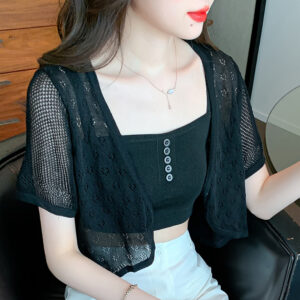 루즈핏 시스루 크롭 가디건 MAIN_0 이미지