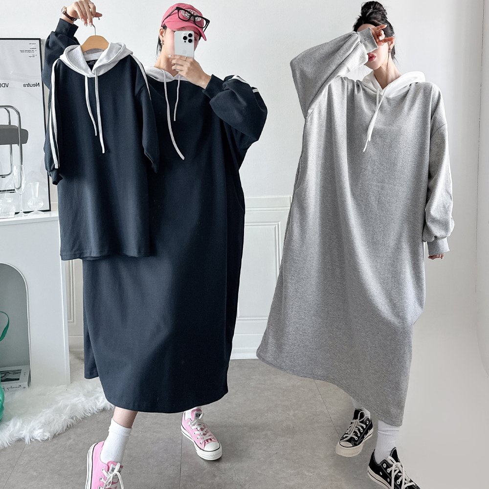 맘커플 모녀룩 빅사이즈 맨투맨 후드 롱원피스 임산부 엄마랑딸 커플룩 엄마딸 루즈핏 오버핏 2번째 이미지
