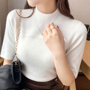반목 슬림 5부 반팔 골지니트티 MAIN_0 이미지