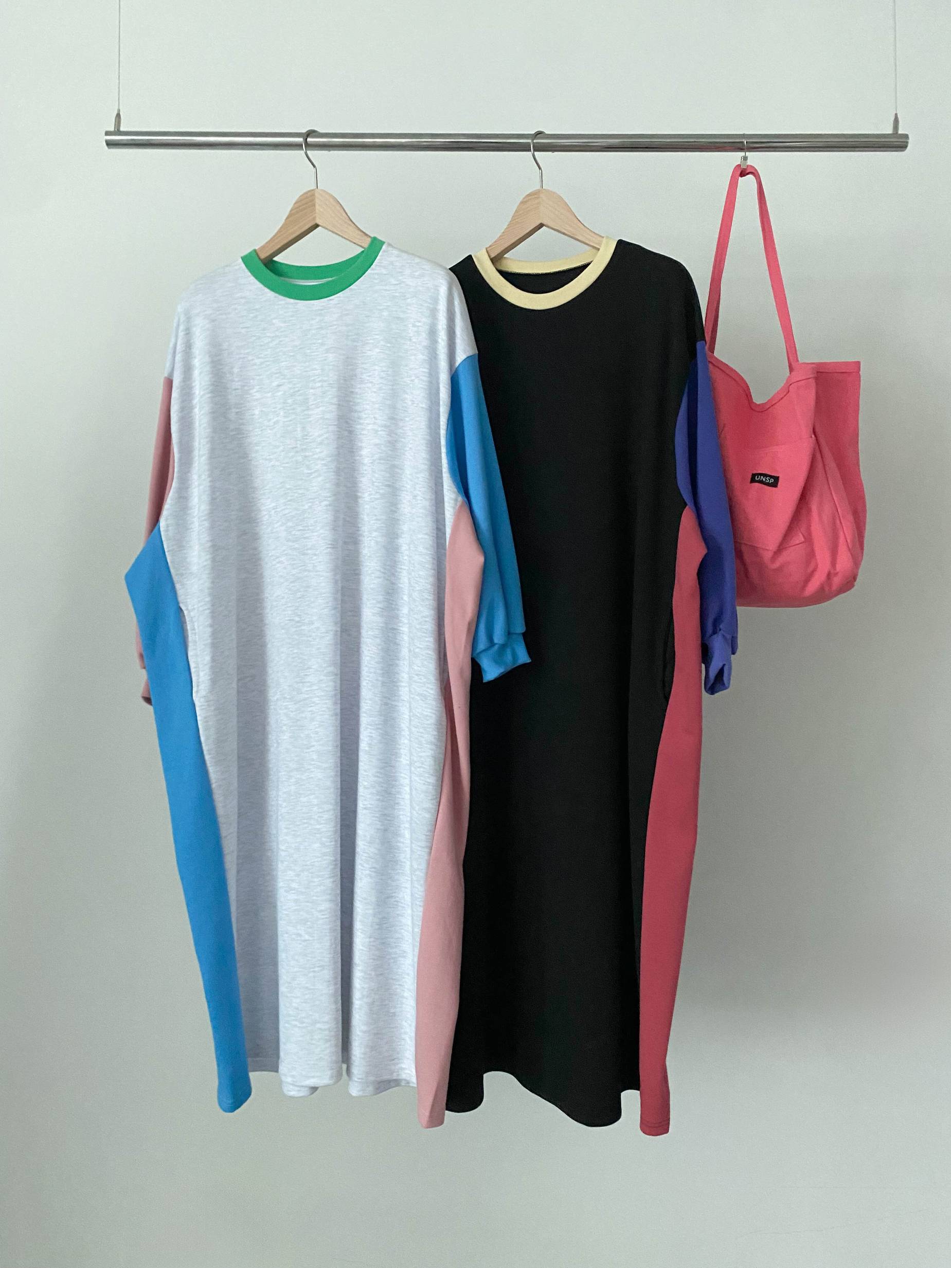 배색 빅사이즈 맨투맨 롱 맥시 긴팔 원피스 임산부 임부복 루즈핏 오버핏 77 88 99 53번째 이미지