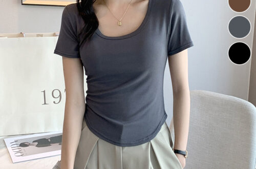 봄여름 얇은 U넥 반팔티셔츠 MAIN_0 이미지