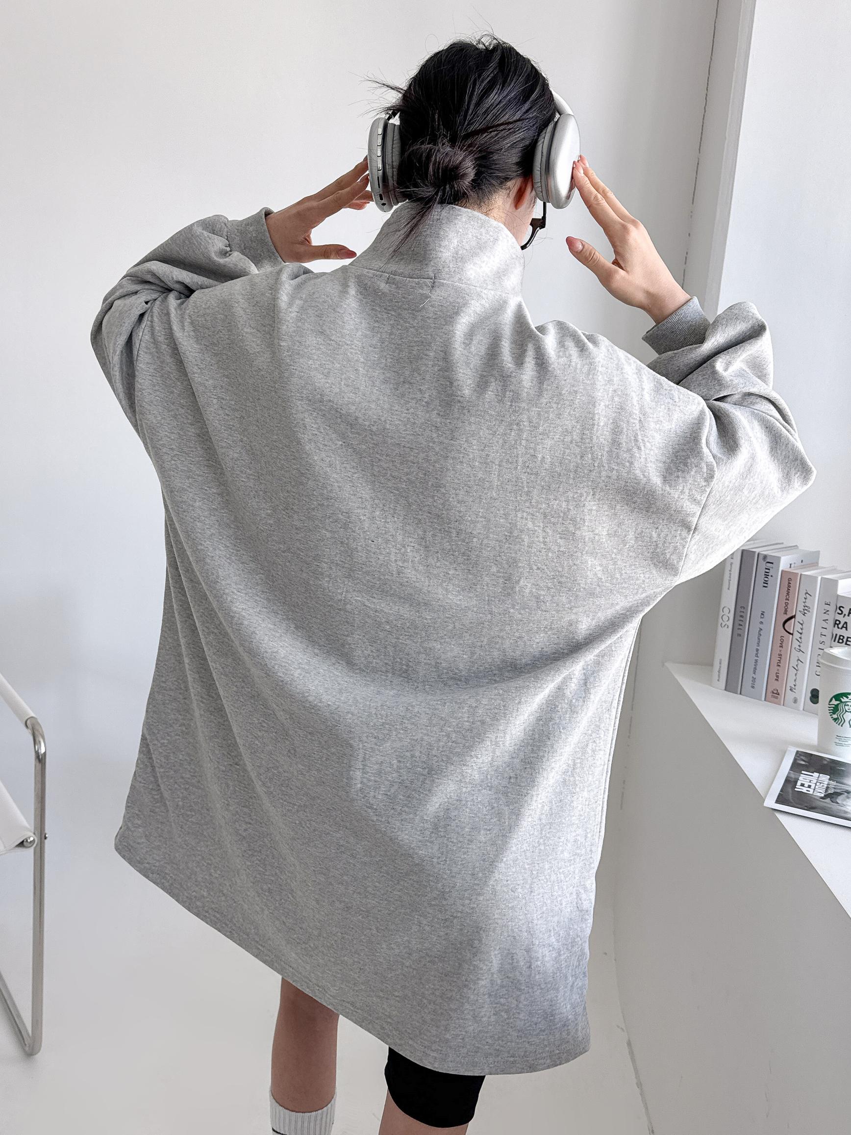 빅사이즈 반집업 롱 맨투맨 미니 원피스 힙커버 키작녀 루즈핏 오버핏 학생 봄 가을 무지 25번째 이미지