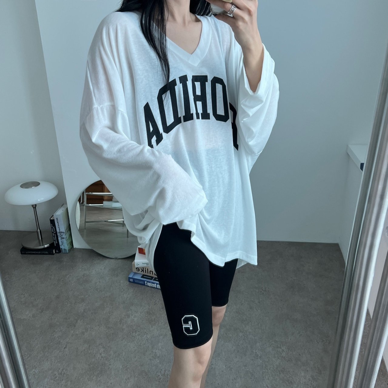 빅사이즈 오버핏 긴팔 롱 티셔츠 루즈핏 임산부 임부복 박시핏 박스티 시스루 나염 힙커버 7번째 이미지
