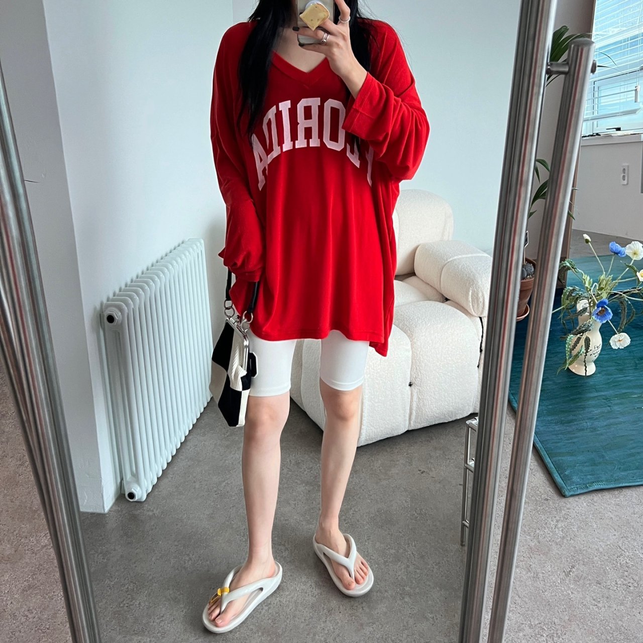 빅사이즈 오버핏 긴팔 롱 티셔츠 루즈핏 임산부 임부복 박시핏 박스티 시스루 나염 힙커버 13번째 이미지
