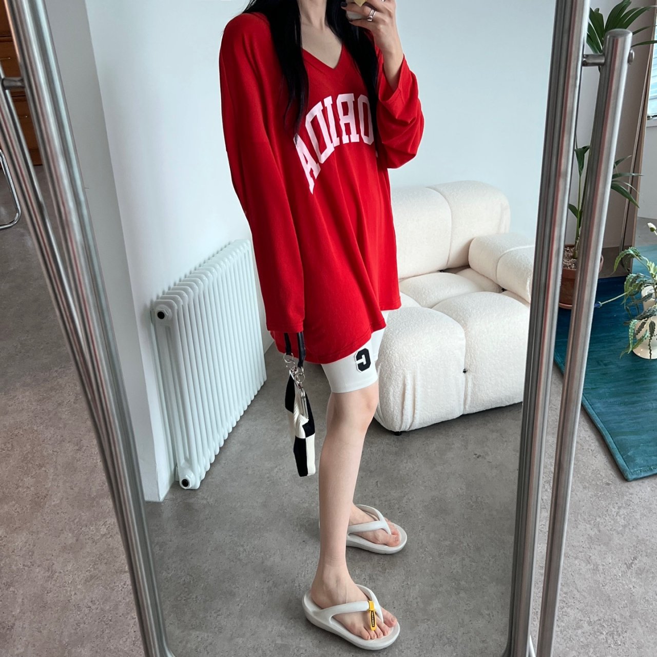 빅사이즈 오버핏 긴팔 롱 티셔츠 루즈핏 임산부 임부복 박시핏 박스티 시스루 나염 힙커버 14번째 이미지