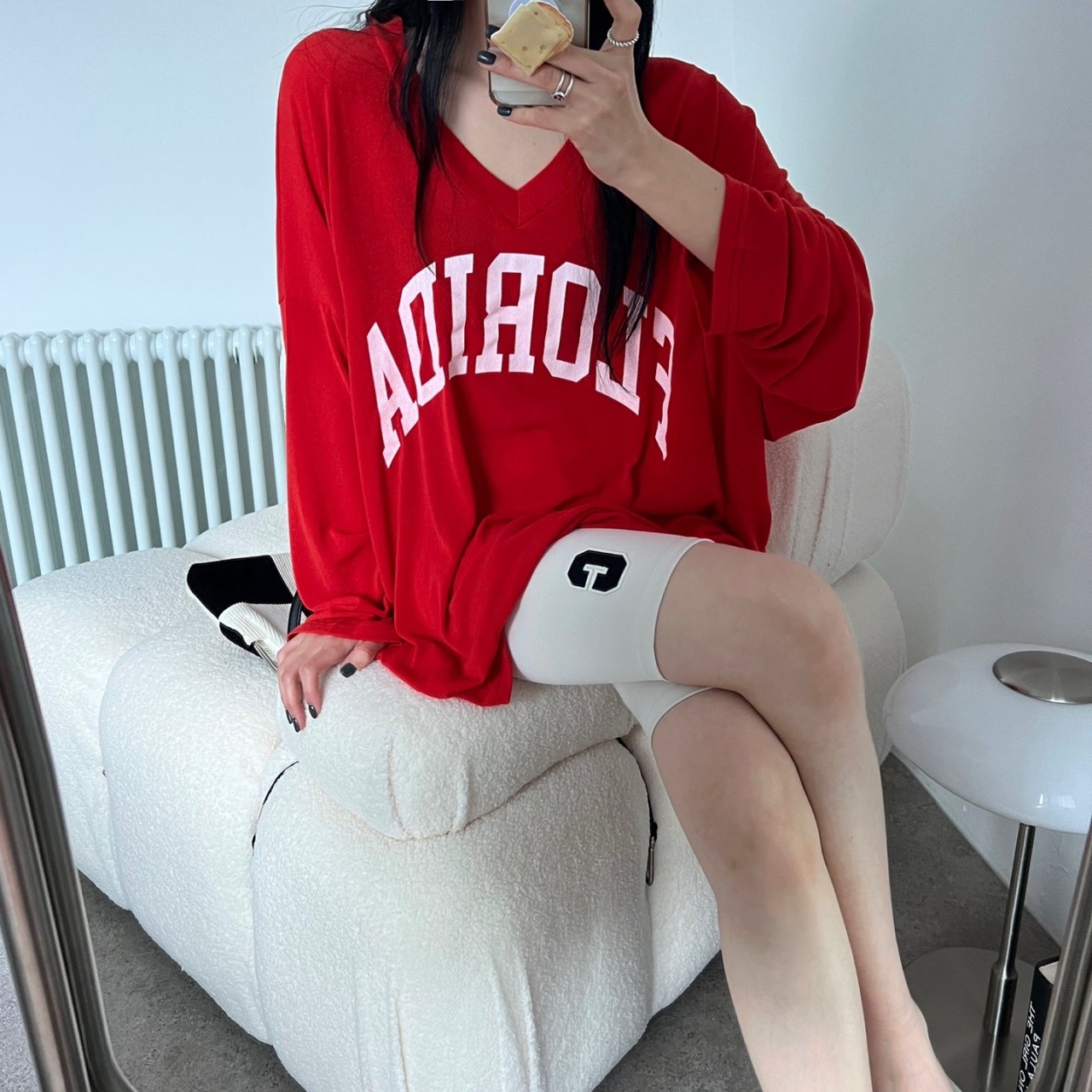 빅사이즈 오버핏 긴팔 롱 티셔츠 루즈핏 임산부 임부복 박시핏 박스티 시스루 나염 힙커버 18번째 이미지
