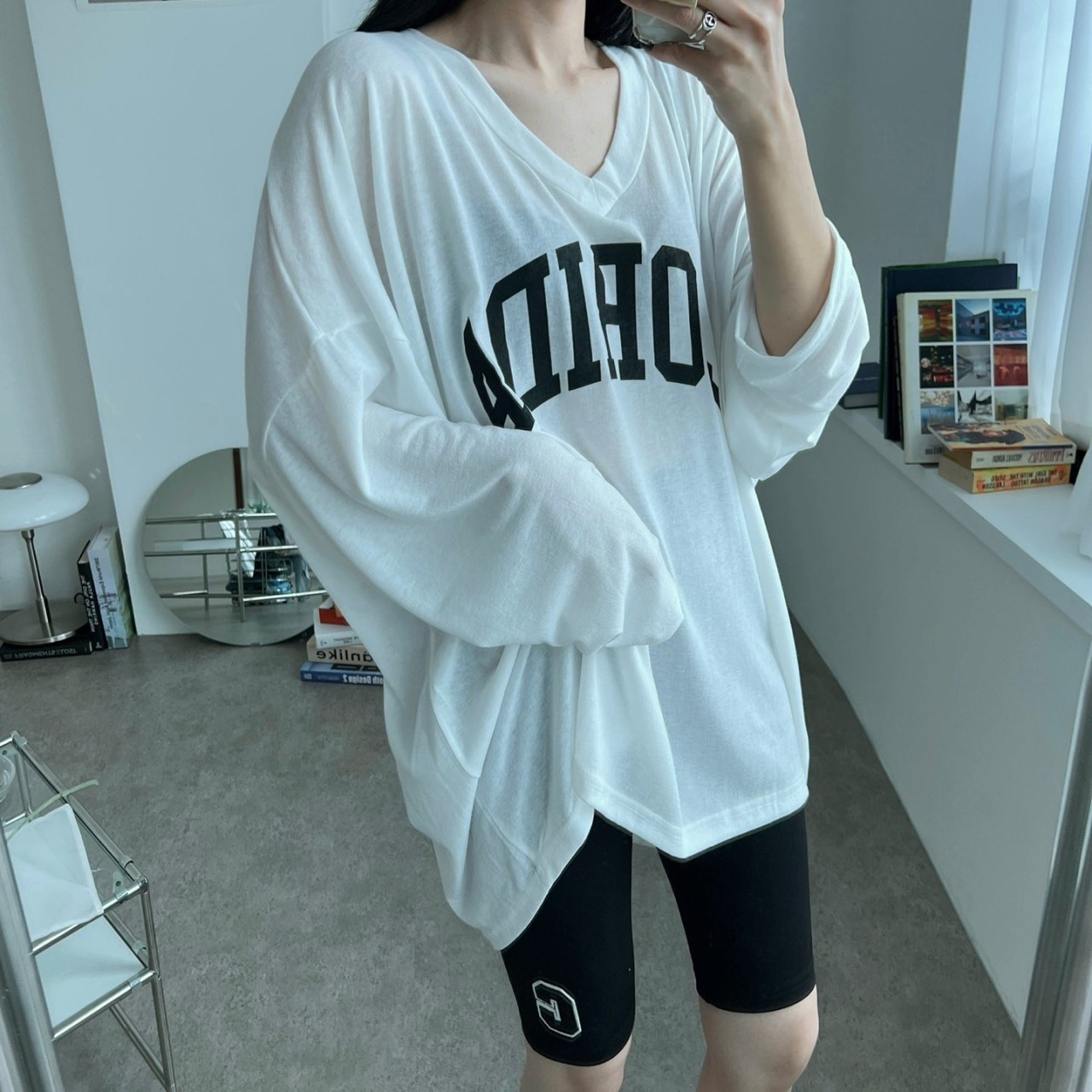 빅사이즈 오버핏 긴팔 롱 티셔츠 루즈핏 임산부 임부복 박시핏 박스티 시스루 나염 힙커버 2번째 이미지