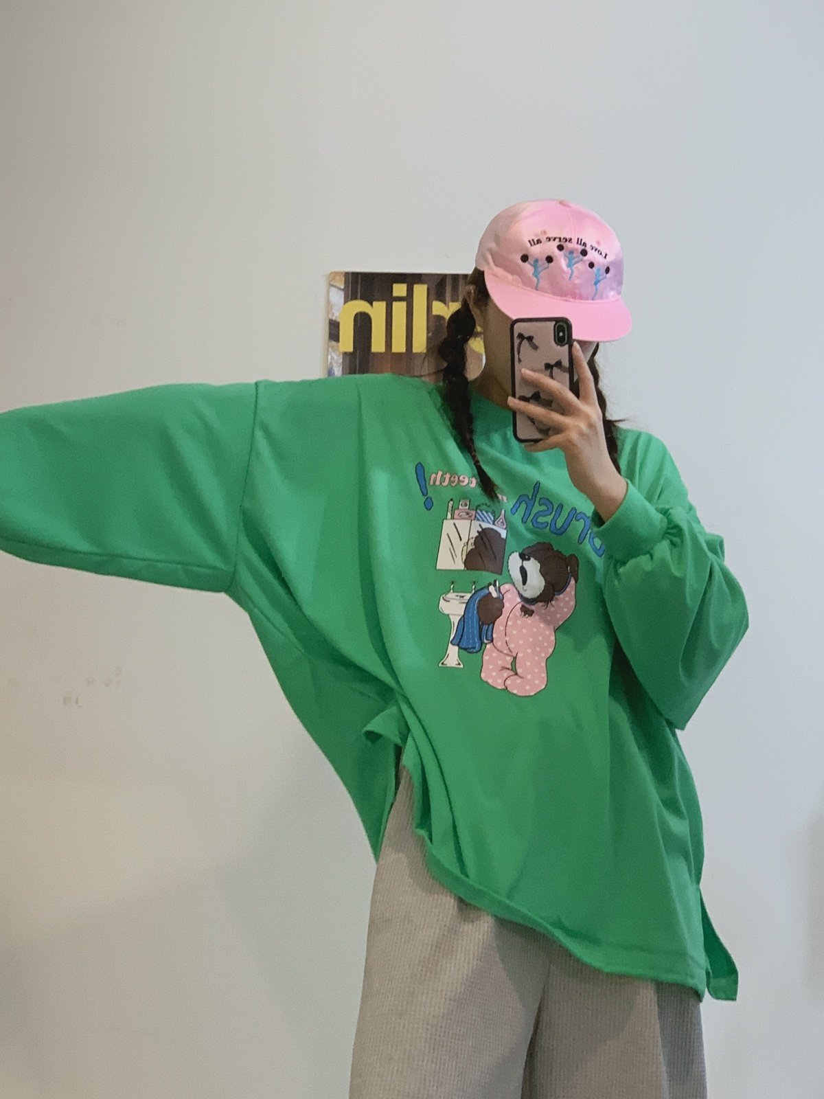 빅사이즈 오버핏 캐릭터 긴팔 롱 티셔츠 루즈핏 임산부 임부복 박시핏 박스티 힙커버 맨투맨 4번째 이미지