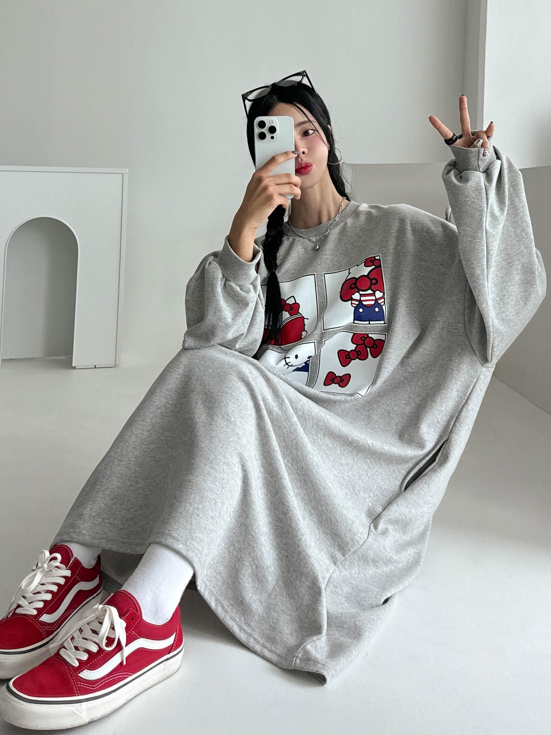 빅사이즈 임산부 맨투맨 롱 긴팔 원피스 임부복 루즈핏 오버핏 77 88 99 9번째 이미지