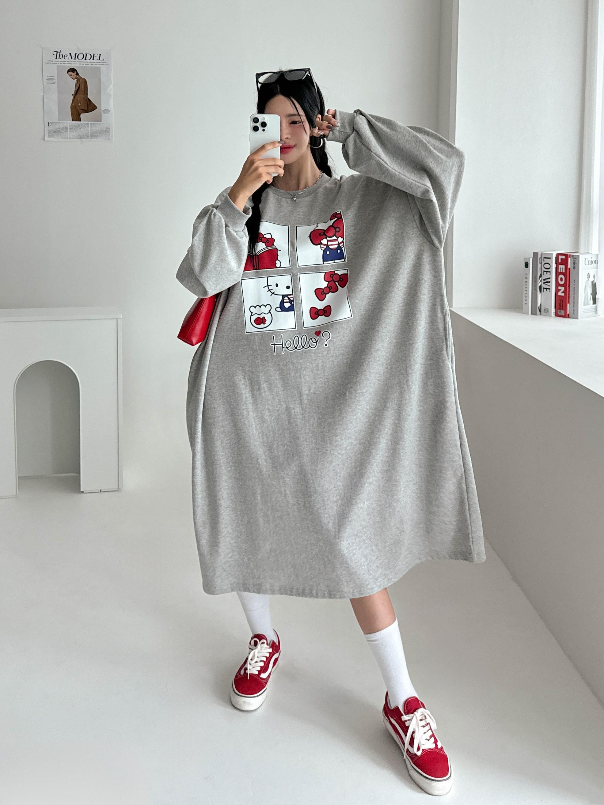 빅사이즈 임산부 맨투맨 롱 긴팔 원피스 임부복 루즈핏 오버핏 77 88 99 2번째 이미지