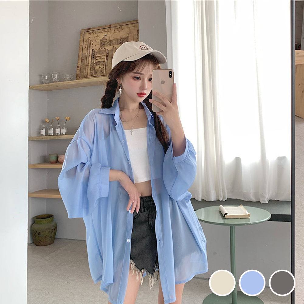 쉬폰 빅사이즈 시스루 블라우스 MAIN_0 이미지