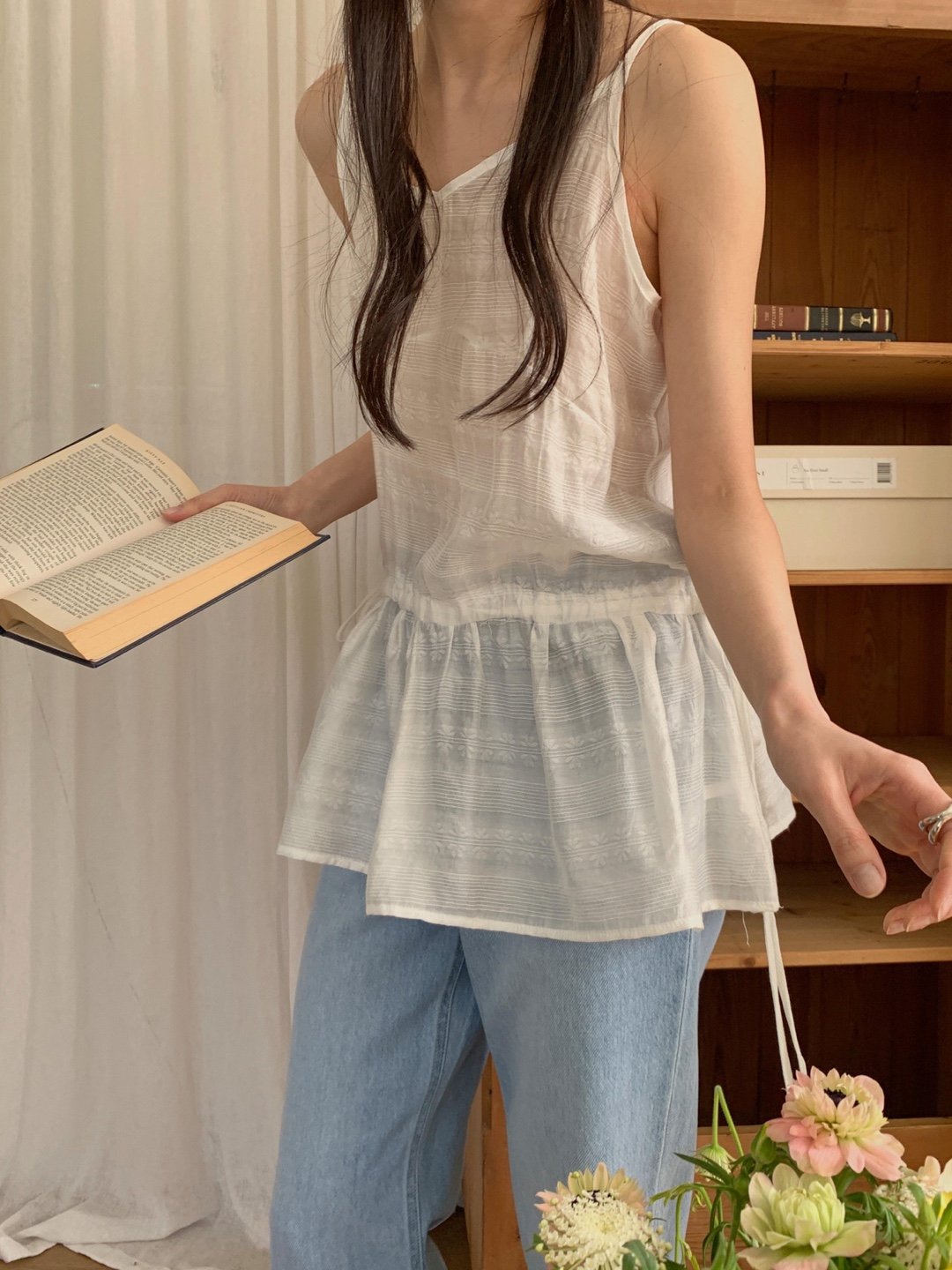 시스루 나시 뷔스티에 미니 슬립 레이어드 원피스 여름 바캉스 비치 휴가 스트링 블라우스 11번째 이미지