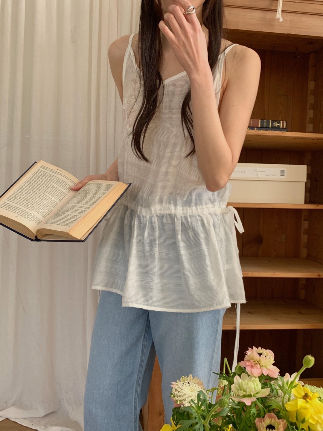 시스루 나시 뷔스티에 미니 슬립 레이어드 원피스 여름 바캉스 비치 휴가 스트링 블라우스 12번째 이미지