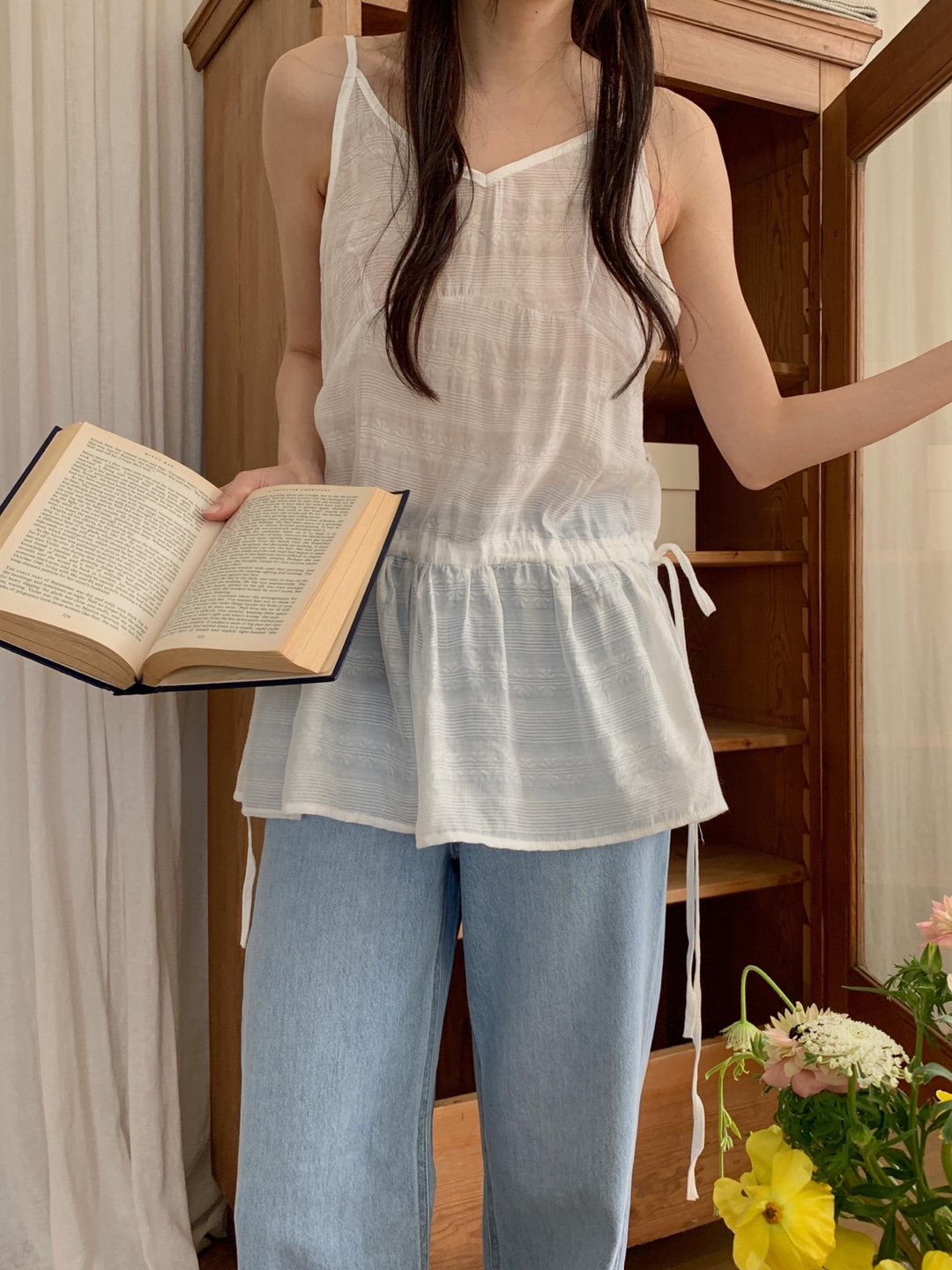 시스루 나시 뷔스티에 미니 슬립 레이어드 원피스 여름 바캉스 비치 휴가 스트링 블라우스 14번째 이미지