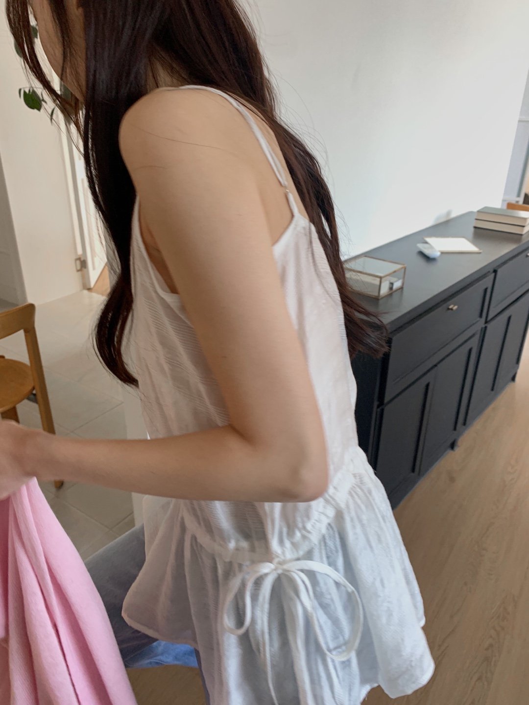 시스루 나시 뷔스티에 미니 슬립 레이어드 원피스 여름 바캉스 비치 휴가 스트링 블라우스 19번째 이미지