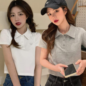하트 크롭 반팔티
