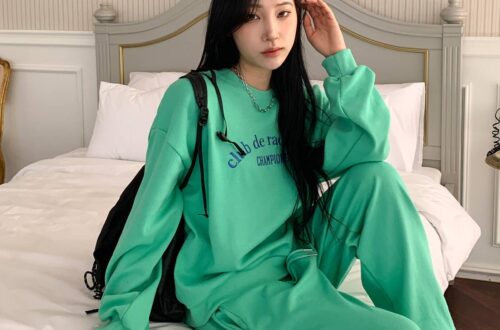자수 맨투맨 조거팬츠세트 레터링 백염 메란지 그린 블랙 MAIN_0 이미지