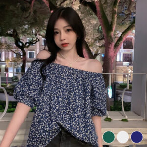작은 꽃무늬 오프 숄더 블라우스 빅사이즈 MAIN_0 이미지