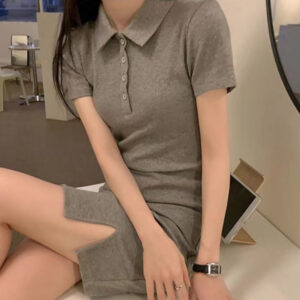 카라 반팔 미니원피스