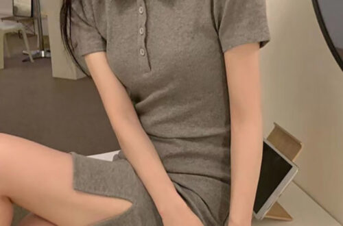 카라 옆트임 반팔 미니원피스 MAIN_0 이미지