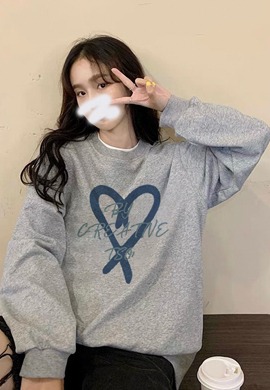캐주얼 루즈핏 하트 데일리 맨투맨 MAIN_0 이미지