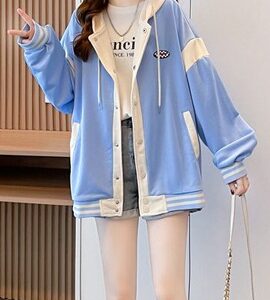 캐주얼 루즈핏 후드 바시티 자켓 MAIN_0 이미지