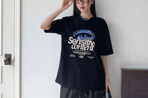 캐주얼 프린팅 티셔츠 넉넉한 반팔 화이트 민트 블랙 MAIN_0 이미지