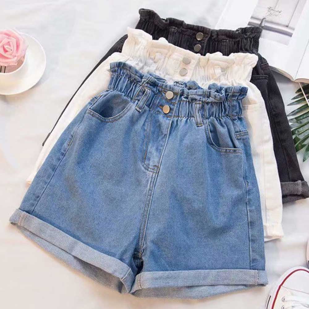 투버튼 여성 데님 반바지 밴딩 청반바지 MAIN_0 이미지