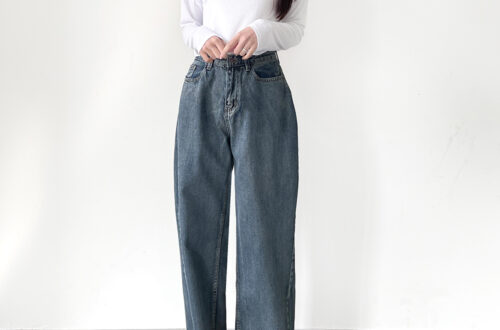 로코 사선 절개 세미 와이드 데님 빅사이즈 MAIN_0 이미지