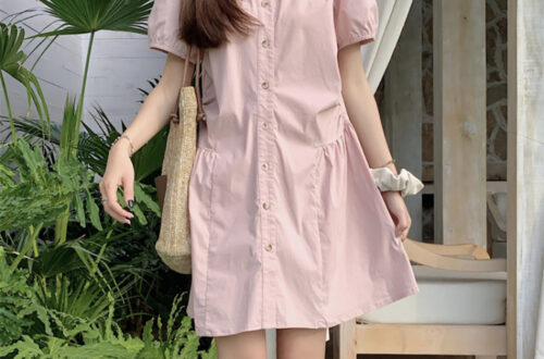 루즈핏 카라 셔츠 셔링 원피스 MAIN_0 이미지
