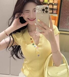 여름컬러 골지 반팔 니트티 2Color MAIN_0 이미지