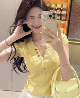 여름컬러 골지 반팔 니트티 2Color MAIN_0 이미지