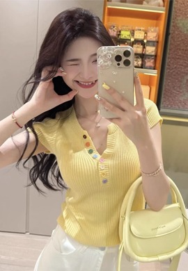 여름컬러 골지 반팔 니트티 2Color MAIN_0 이미지