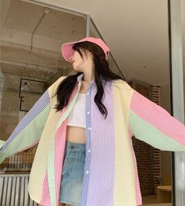 파스텔 스트라이프 오버핏 셔츠 가디건 MAIN_0 이미지