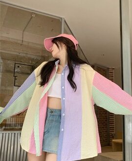 파스텔 스트라이프 오버핏 셔츠 가디건 MAIN_0 이미지