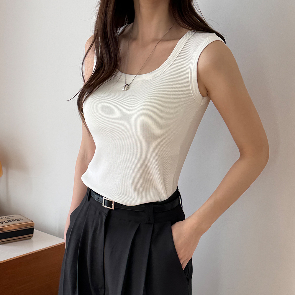 나시 민소매 슬리브리스 여자 여성 티 크롭 레이어드 나시티 MAIN_0 이미지