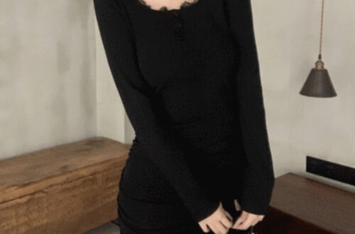 레이스 버튼 셔링 미니원피스 MAIN_0 이미지