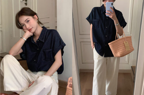 루즈핏 심플한 데님 카라 셔츠 MAIN_0 이미지
