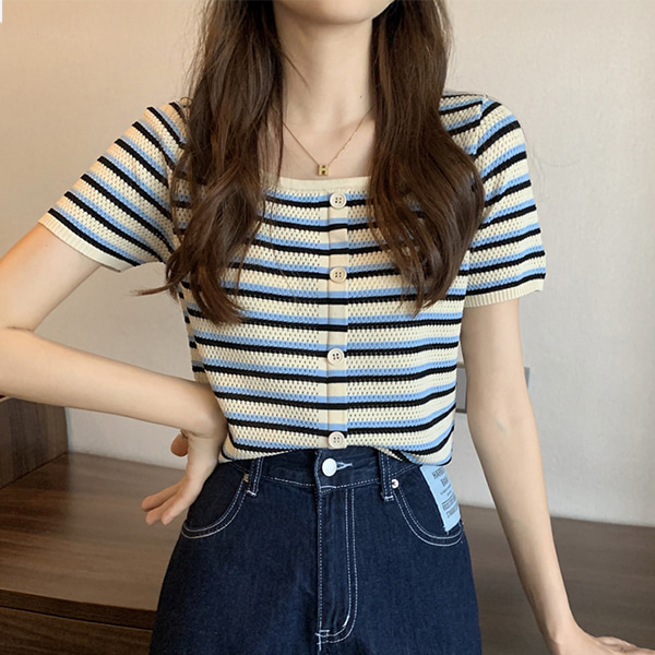 버튼 단가라 티셔츠 MAIN_0 이미지