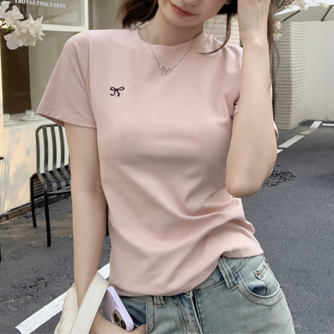 벨라 리본 슬림핏 티 MAIN_0 이미지