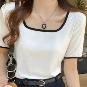 스퀘어넥 반팔티셔츠