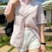 체크 반팔 셔츠 스탠다드핏 핑크 면 100 MAIN_0 이미지