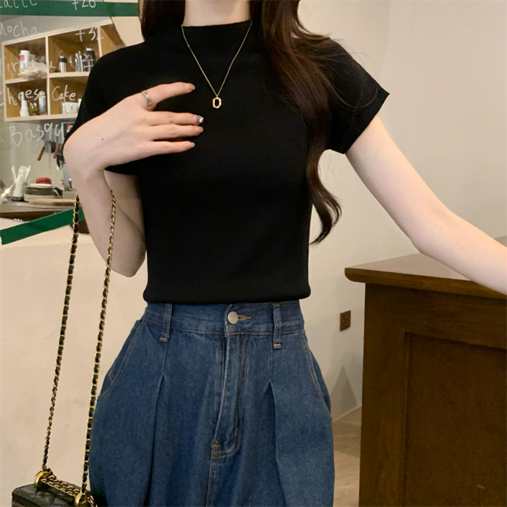 클래식 무드 반목 니트 티셔츠 MAIN_0 이미지