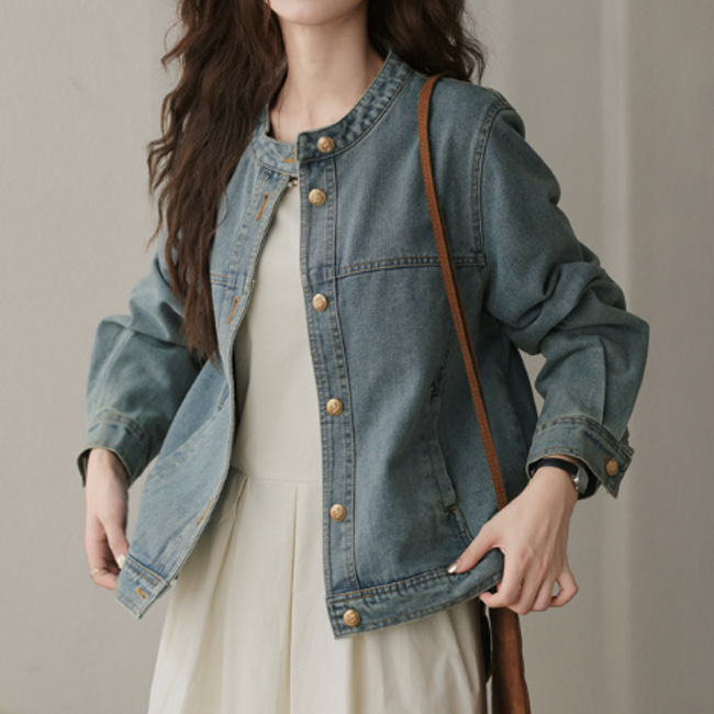 노카라 라운드넥 데님 자켓 MAIN_0 이미지