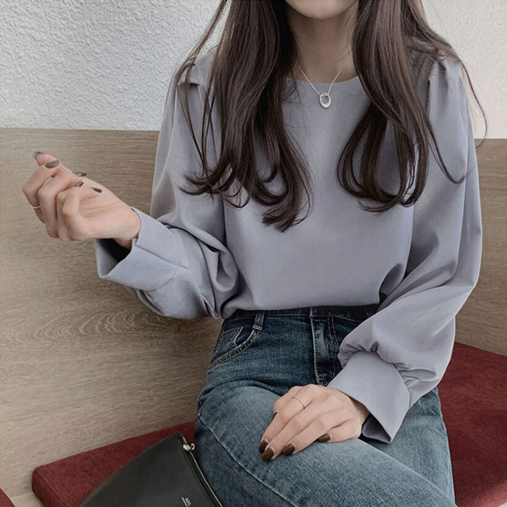 무지 핀턱 셔링 블라우스 2color MAIN_0 이미지