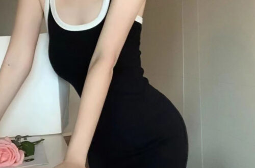 배색 크로스 슬림 민소매 나시 미니원피스 빅사이즈 MAIN_0 이미지
